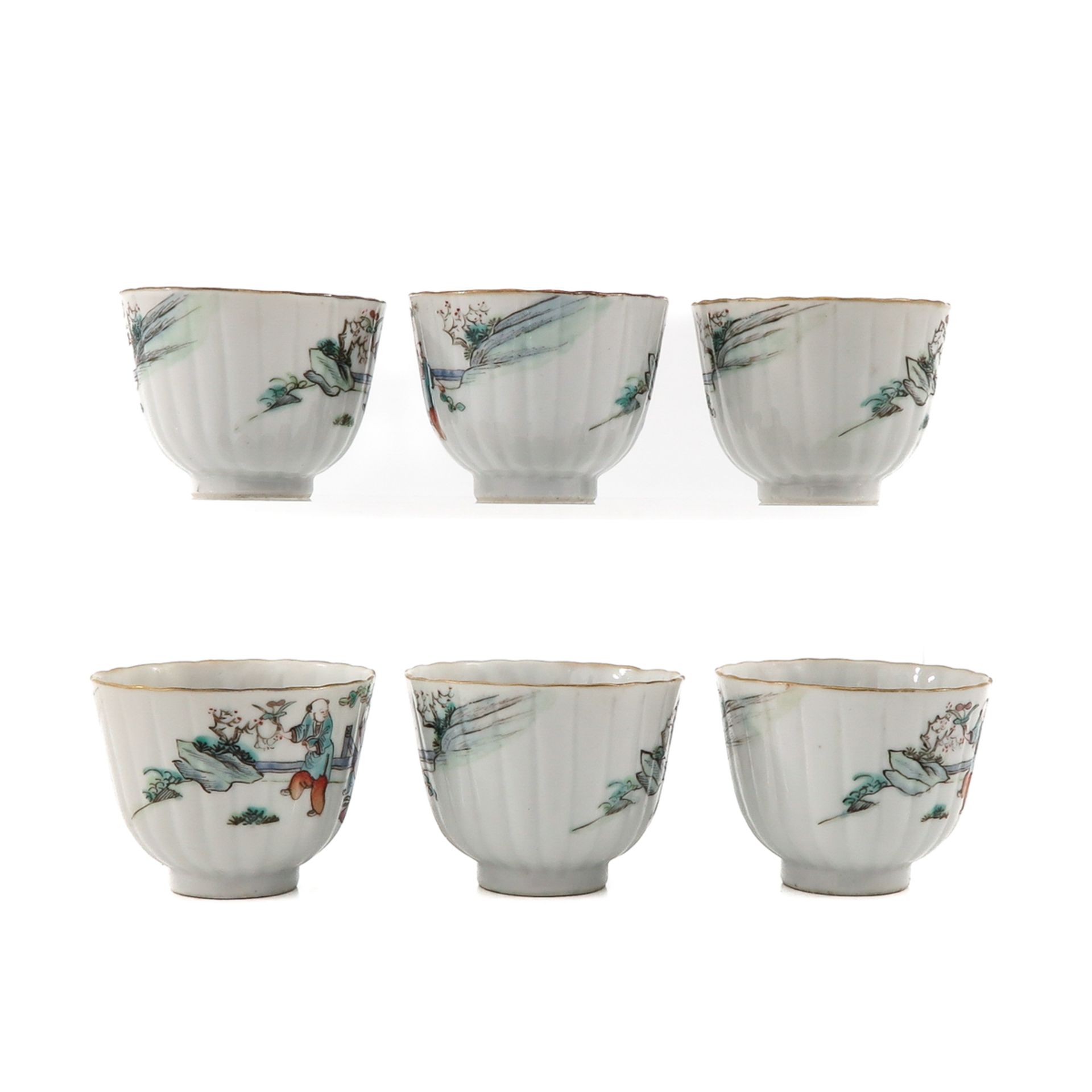 A Collection of 6 Famille Rose Cups - Bild 3 aus 9