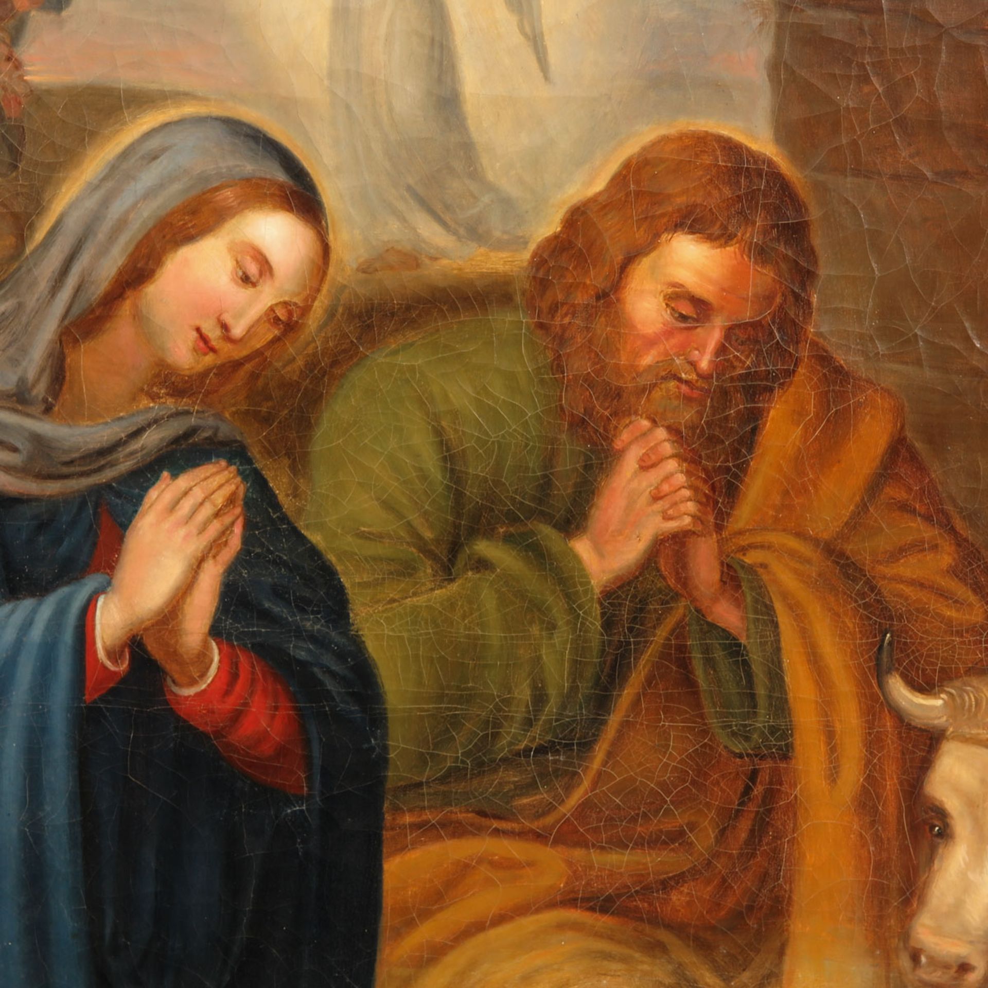 An Oil on Canvas Depicting Maria, Joseph and Child - Bild 4 aus 5