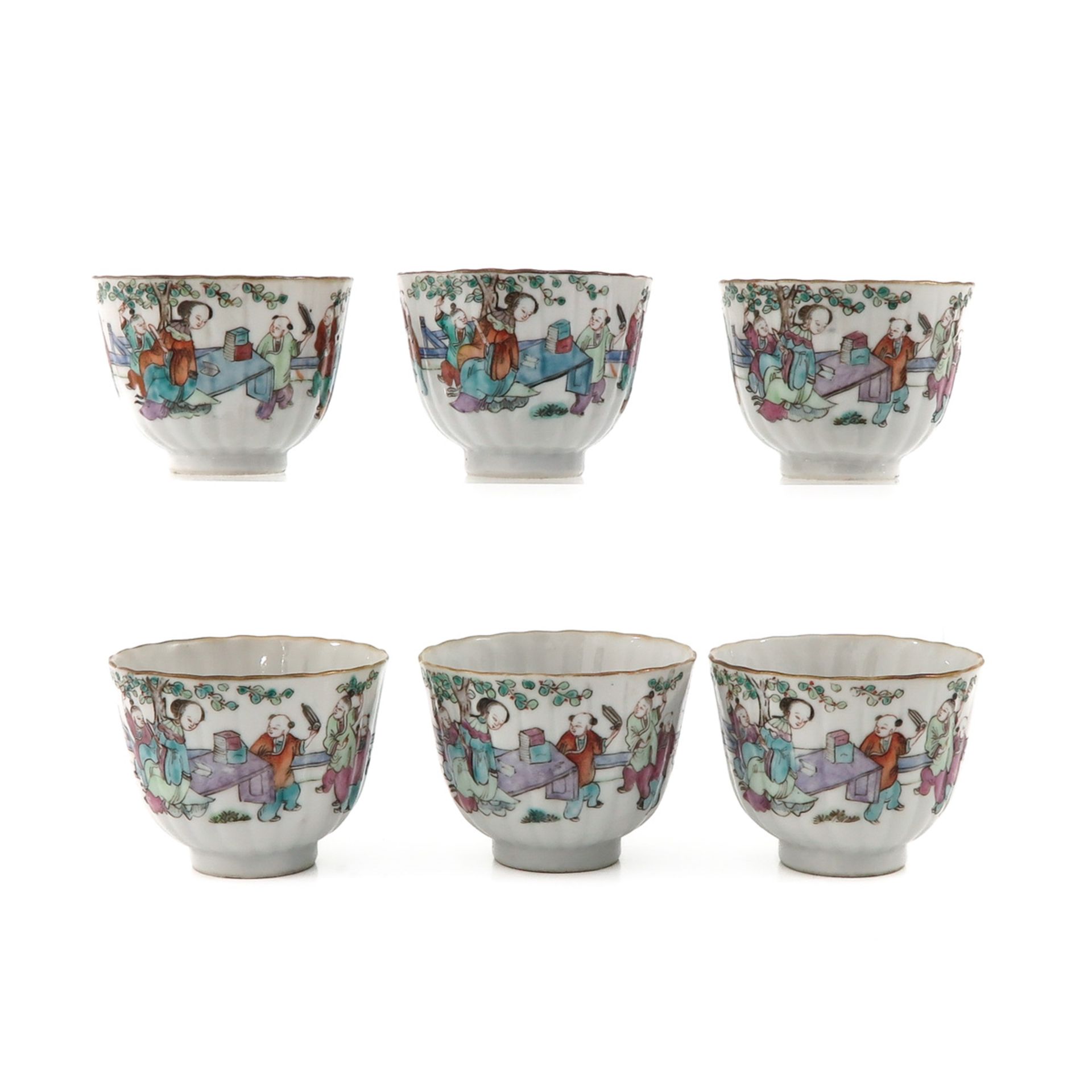 A Collection of 6 Famille Rose Cups