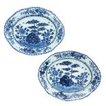 A Pair of Blue and White Serving Trays
