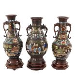 A Collection of 3 Cloisonne Vases