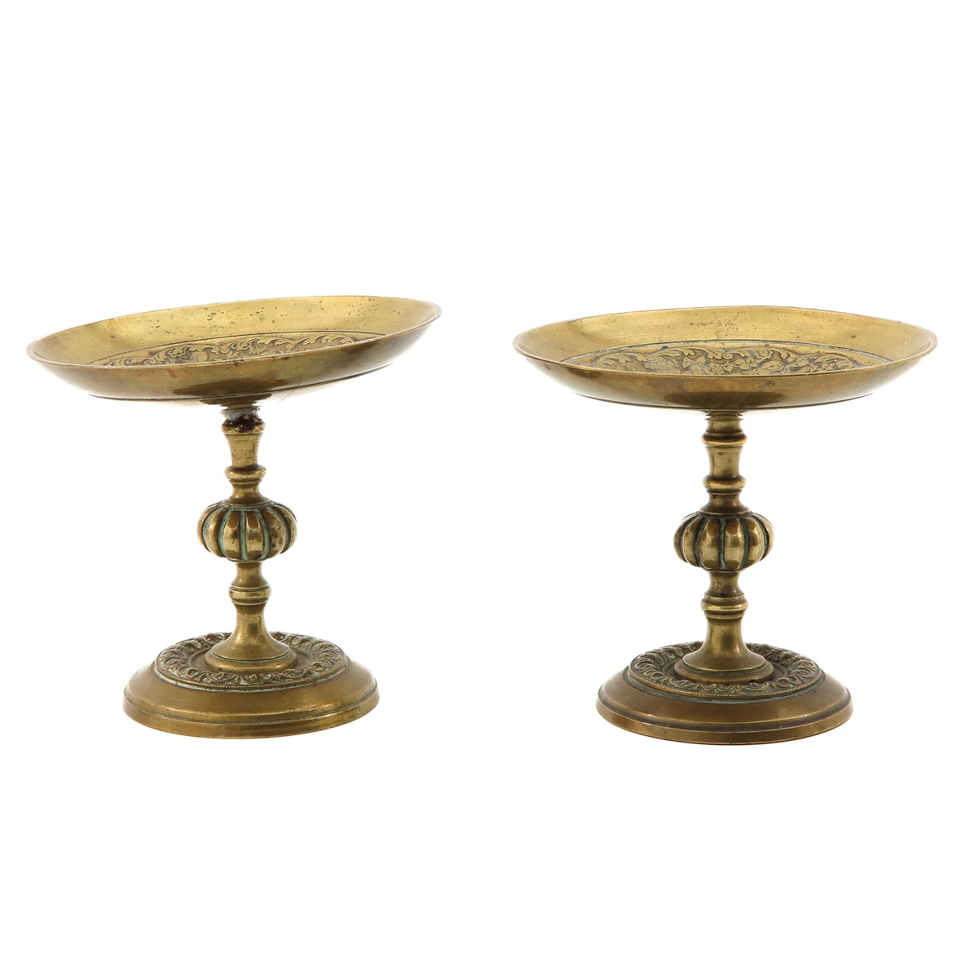 A Pair of 19th Century Brass Tazzas