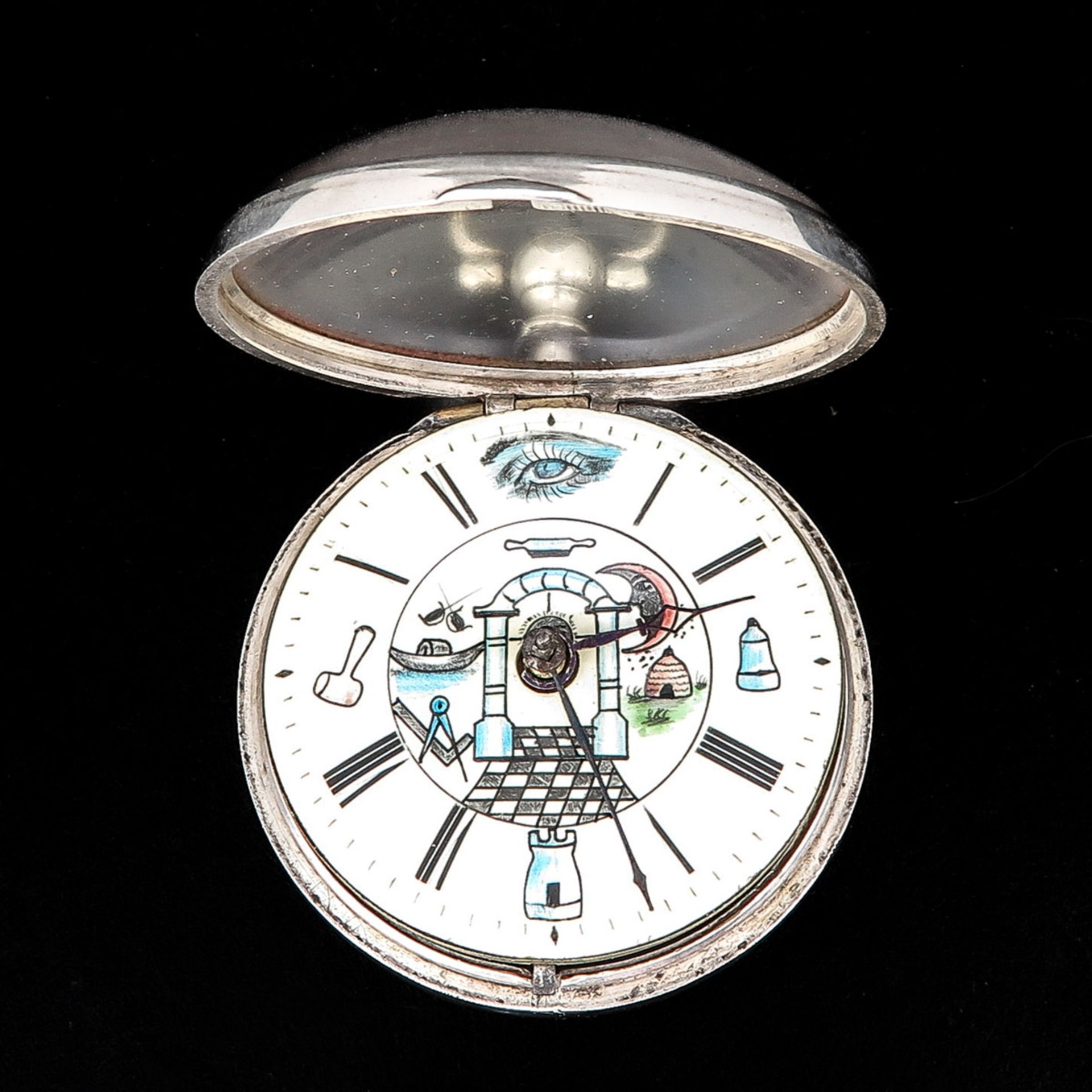 A 19th Century Silver Masonic Pocket Watch - Bild 5 aus 9