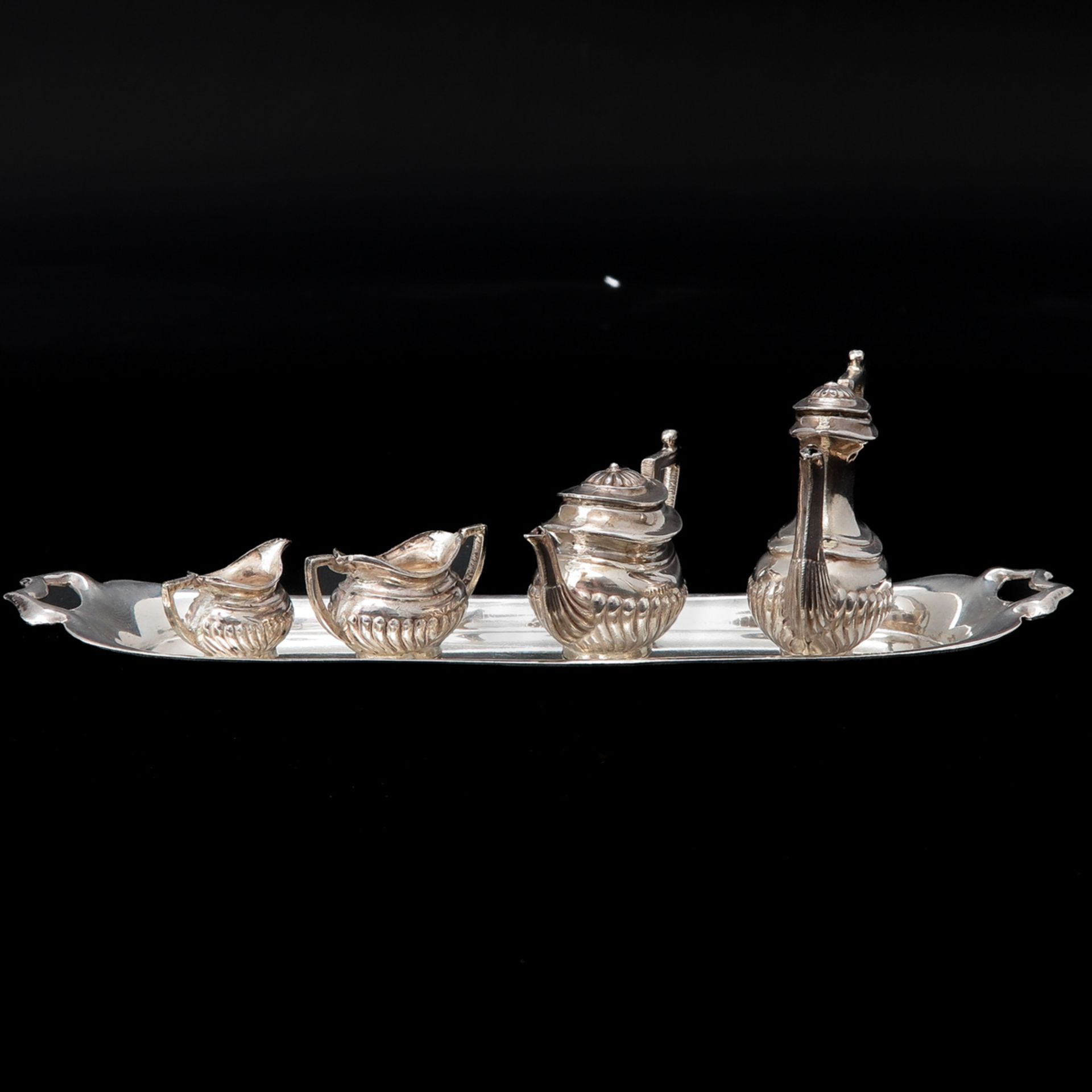 A Miniature English Silver Coffee and Tea Service - Image 4 of 8