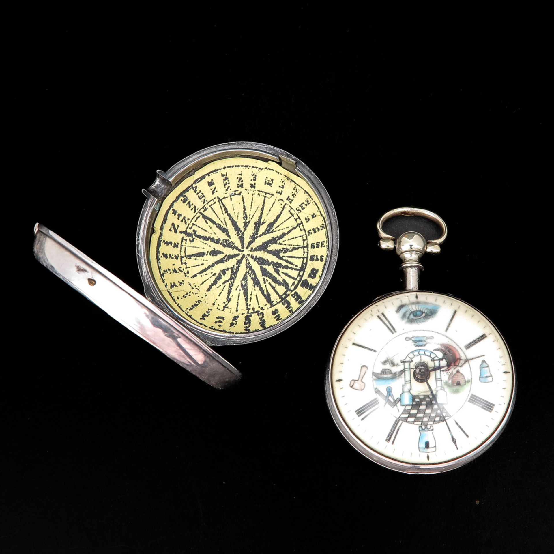 A 19th Century Silver Masonic Pocket Watch - Bild 3 aus 9
