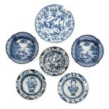 A Collection of 6 Blue and White Bowls
