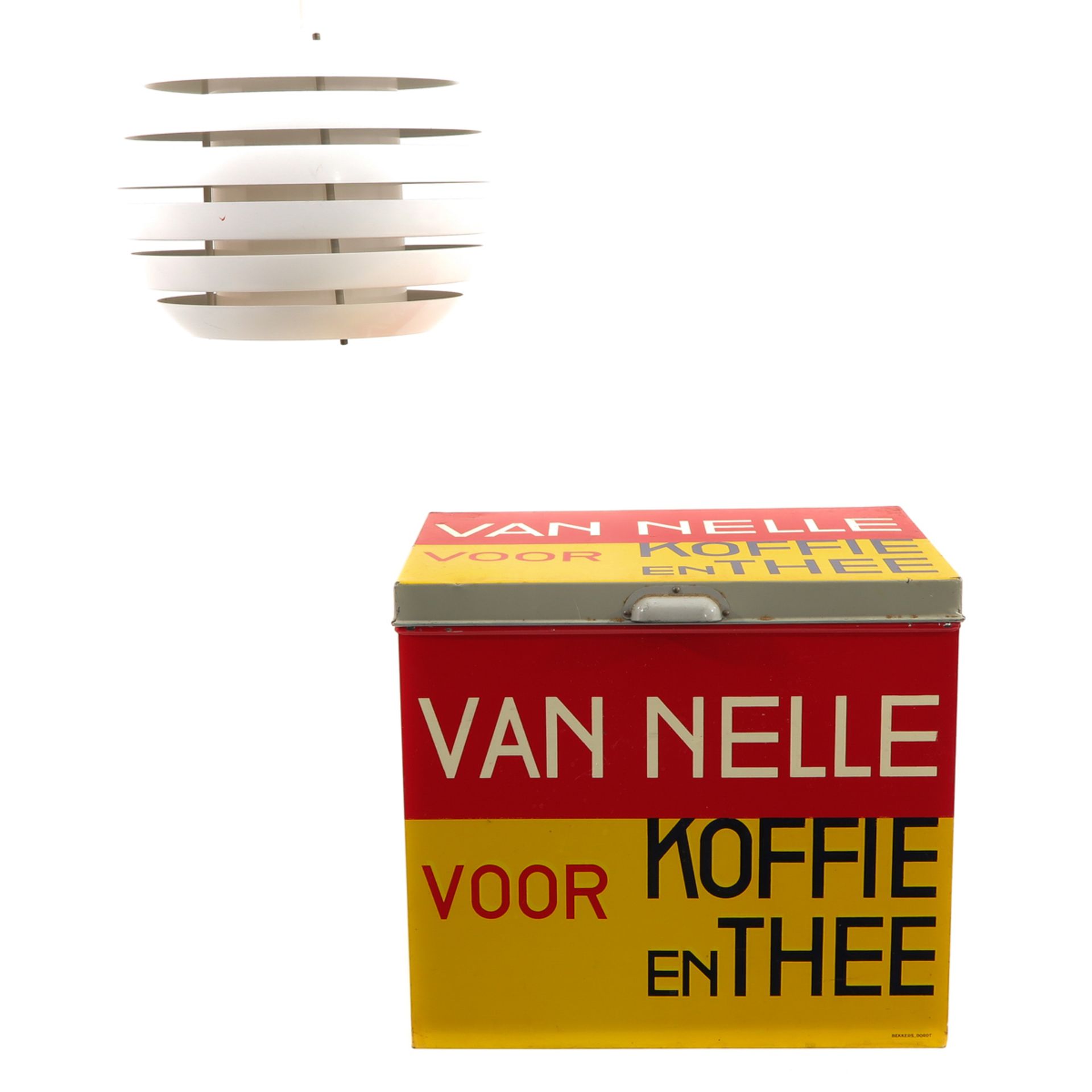 A van Nelle Tin and Hanging Lamp