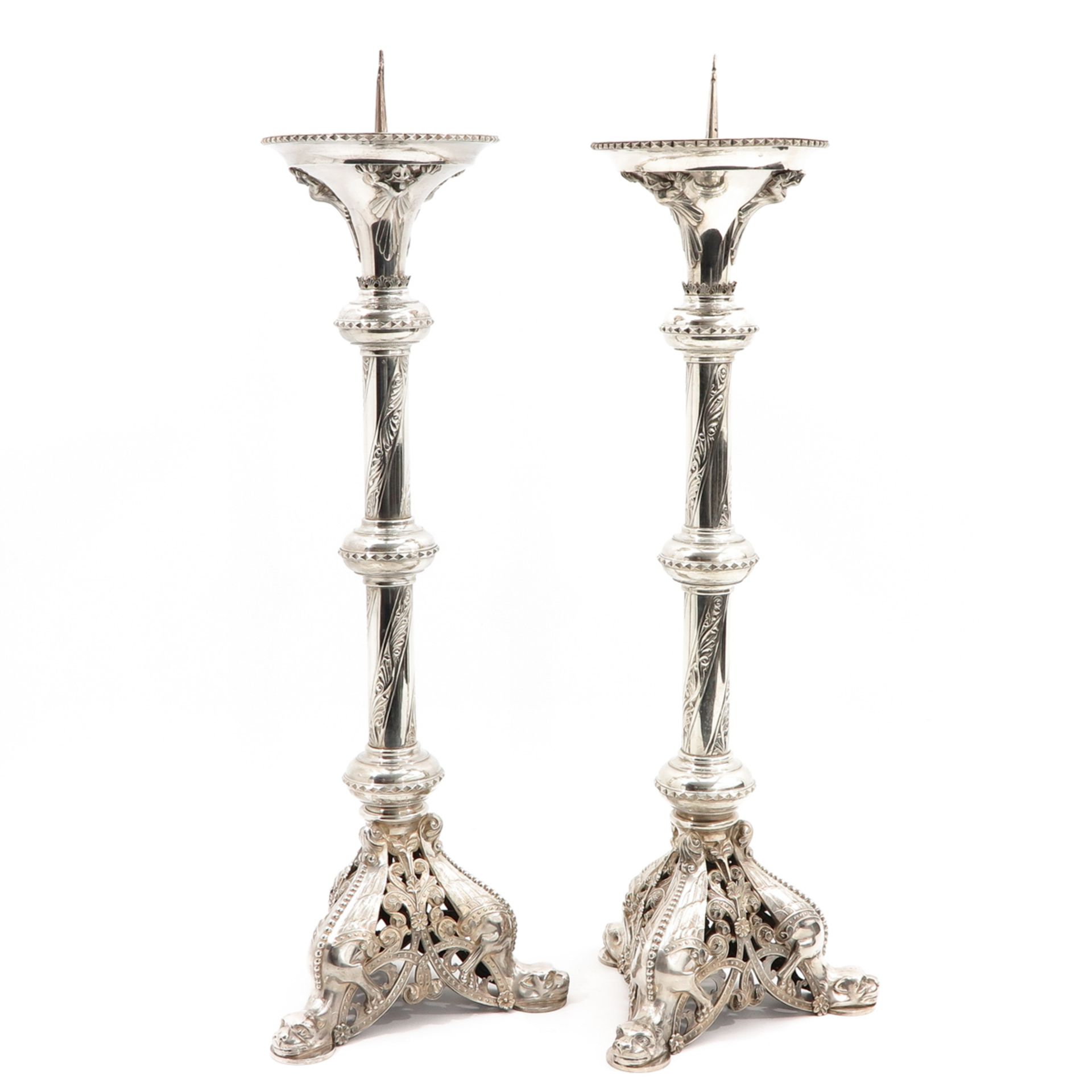A Very Large Pair of Silver Candlesticks - Image 2 of 10