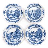 A Series of 4 Blue and White Plates