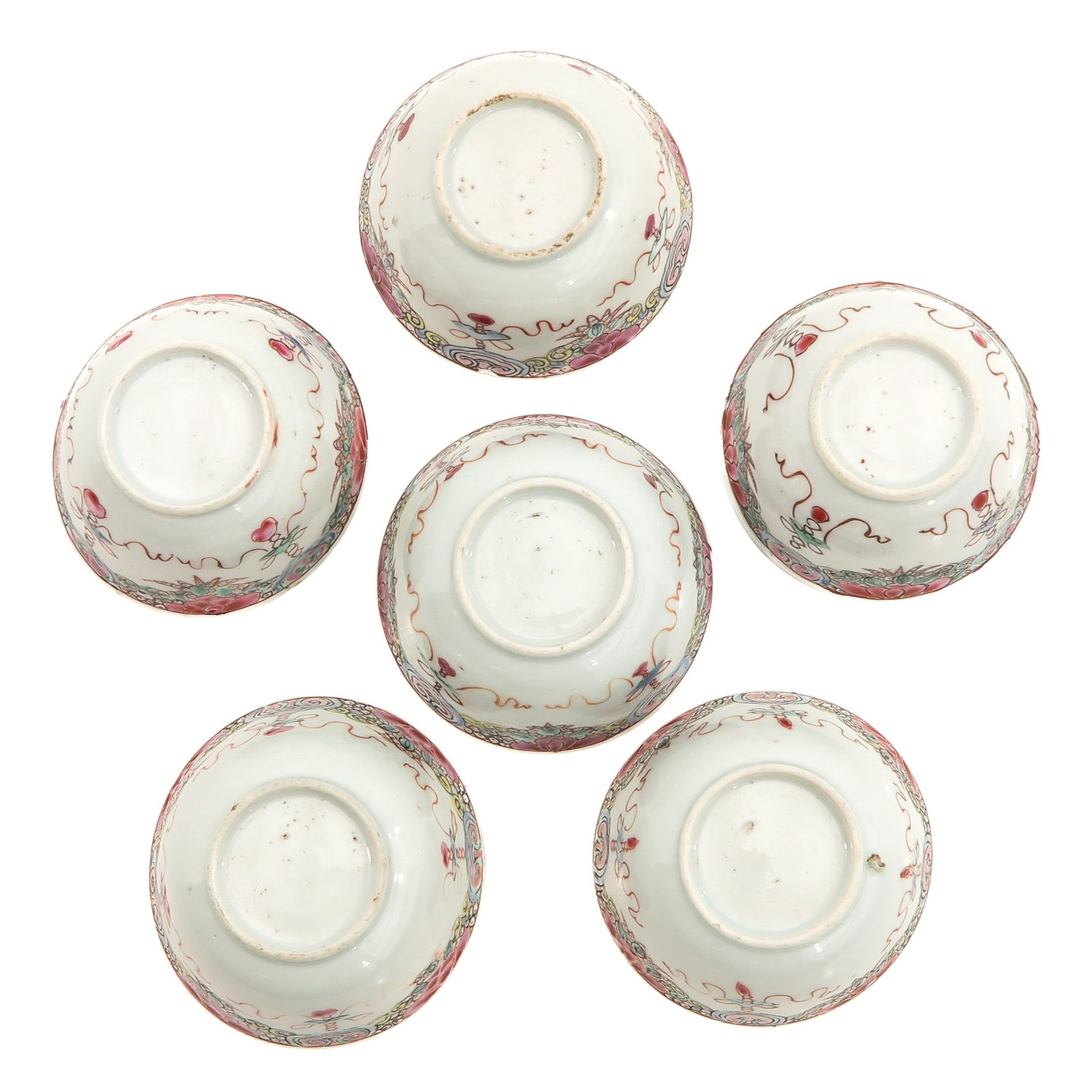 A Series of 6 Famille Rose Cups and Saucers - Image 6 of 10