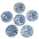 A Series of 6 Blue and White Plates