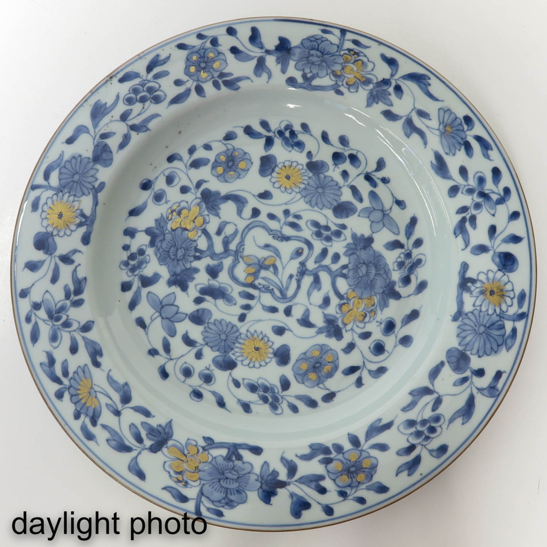 A Blue and Gilt Floral Decor Plates - Image 3 of 5
