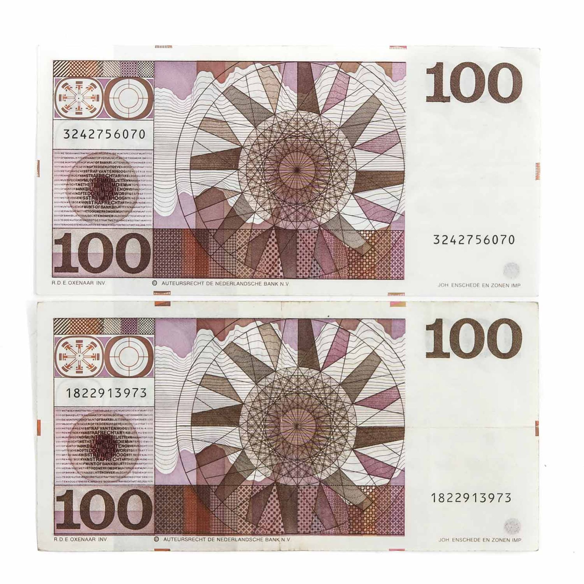 A Collection of 6 100 Guilder Bank Notes - Bild 8 aus 8