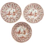 A Series of 3 Iron Red and Gilt Decorates Plates