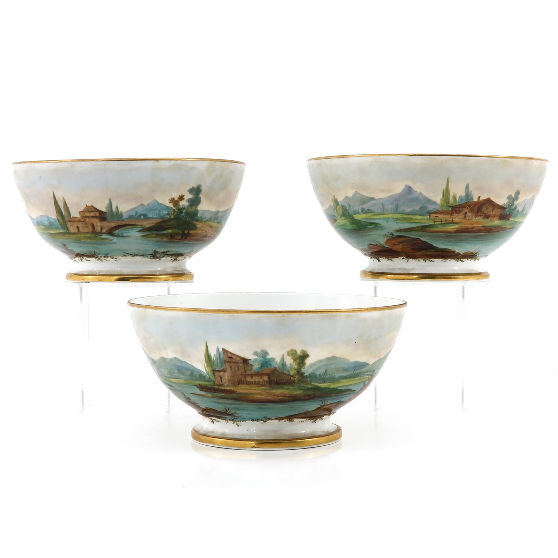A Lot of 3 19th Century Cabinet Bowls - Bild 3 aus 9