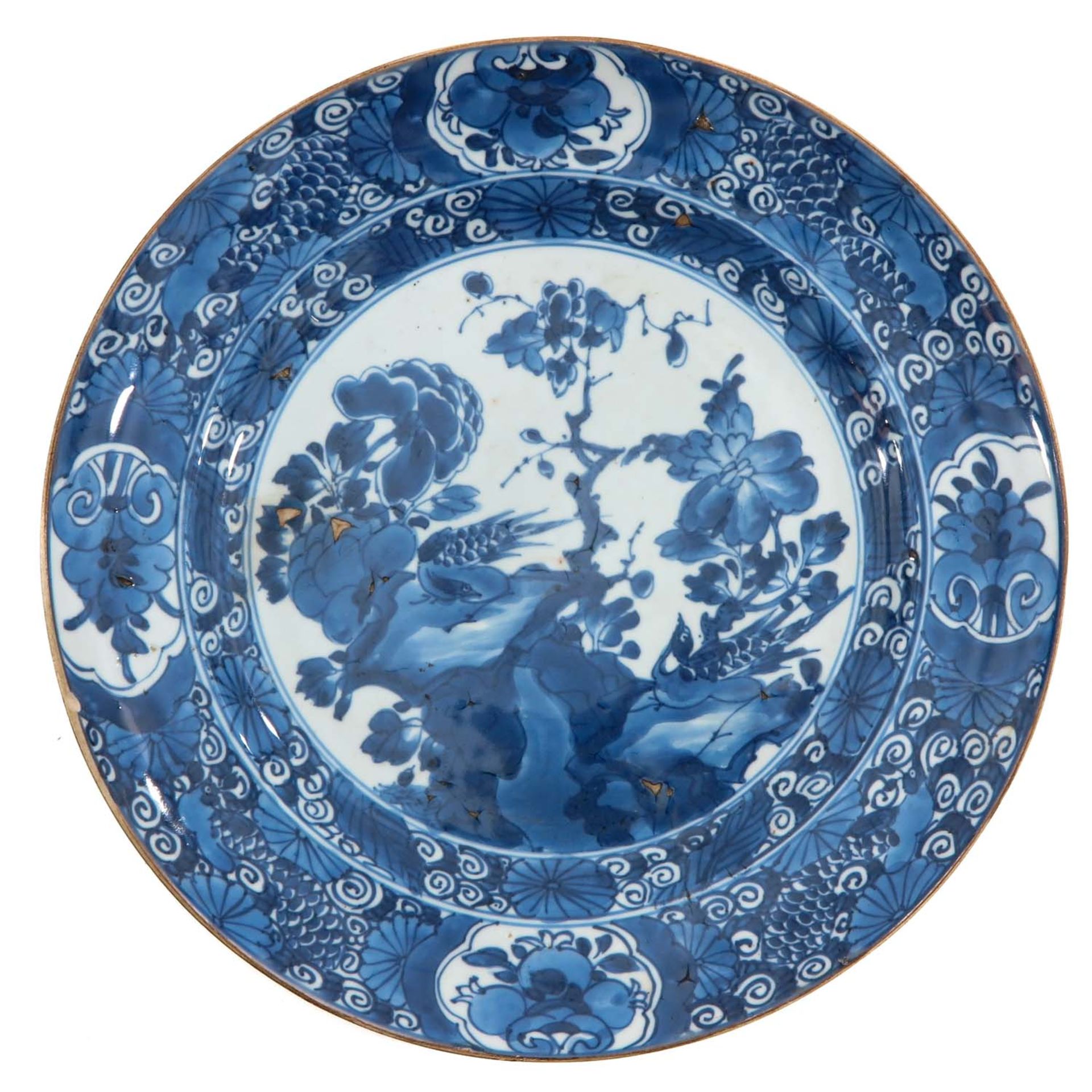 A Blue and White Pheasant Plate