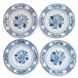 A Series of 4 Blue and White Plates