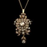 A 14KG Necklace with Antique Cut Diamond Pendant