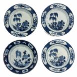 A Series of 4 Blue and White Plates