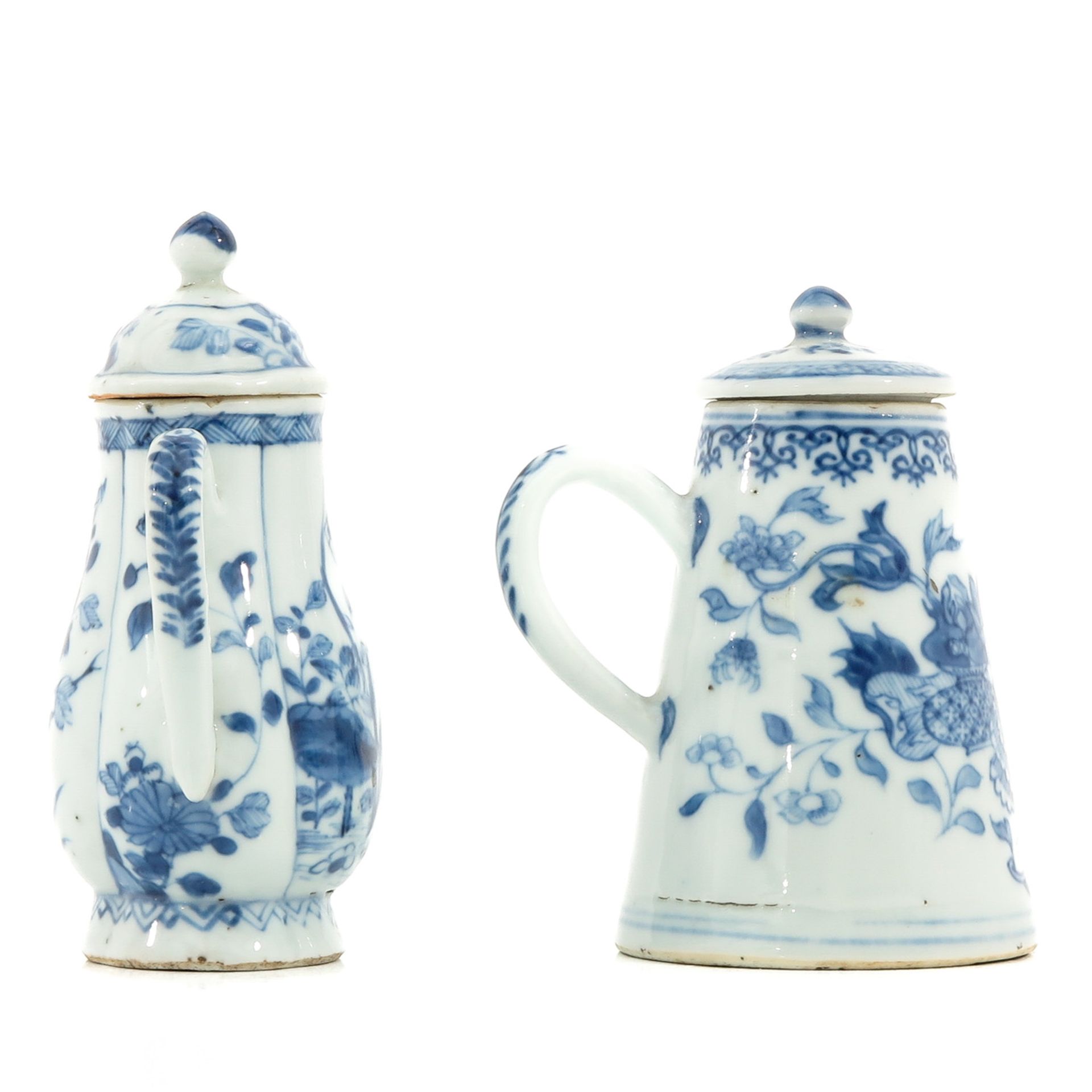 A Blue and White Small Pitcher and Chocolate Pot - Image 2 of 10