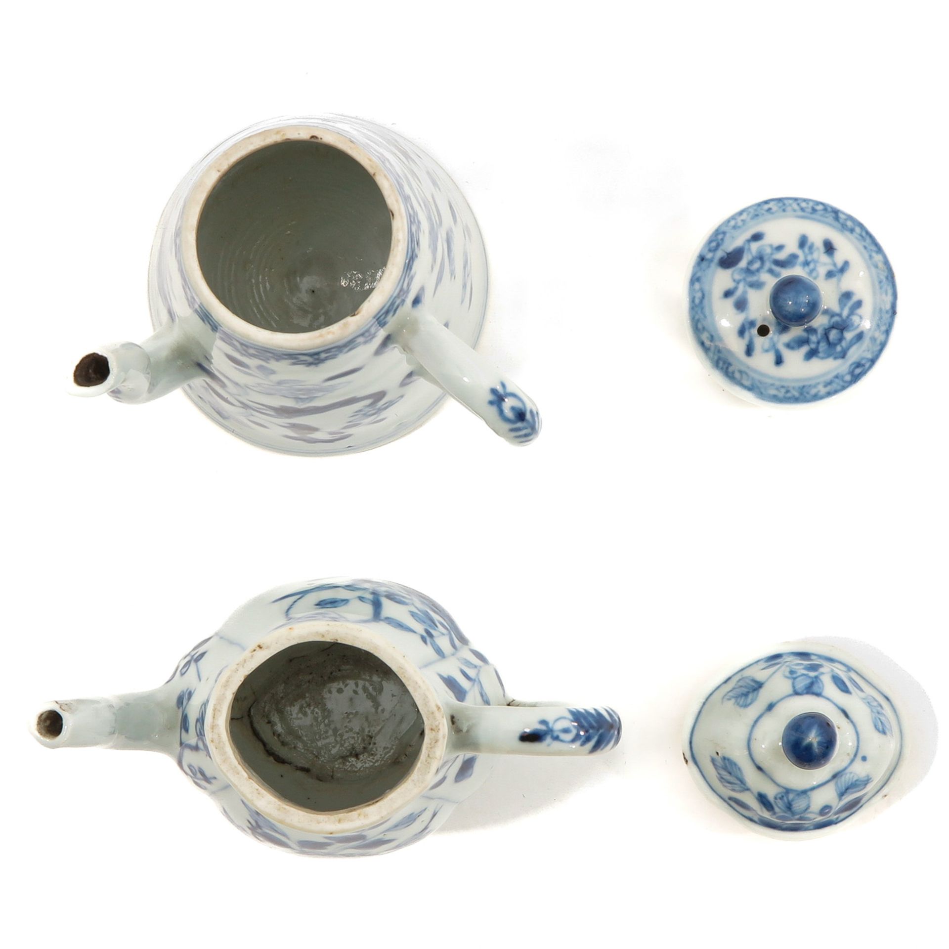 A Blue and White Small Pitcher and Chocolate Pot - Image 5 of 10