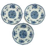 A Series of 3 Blue and White Plates