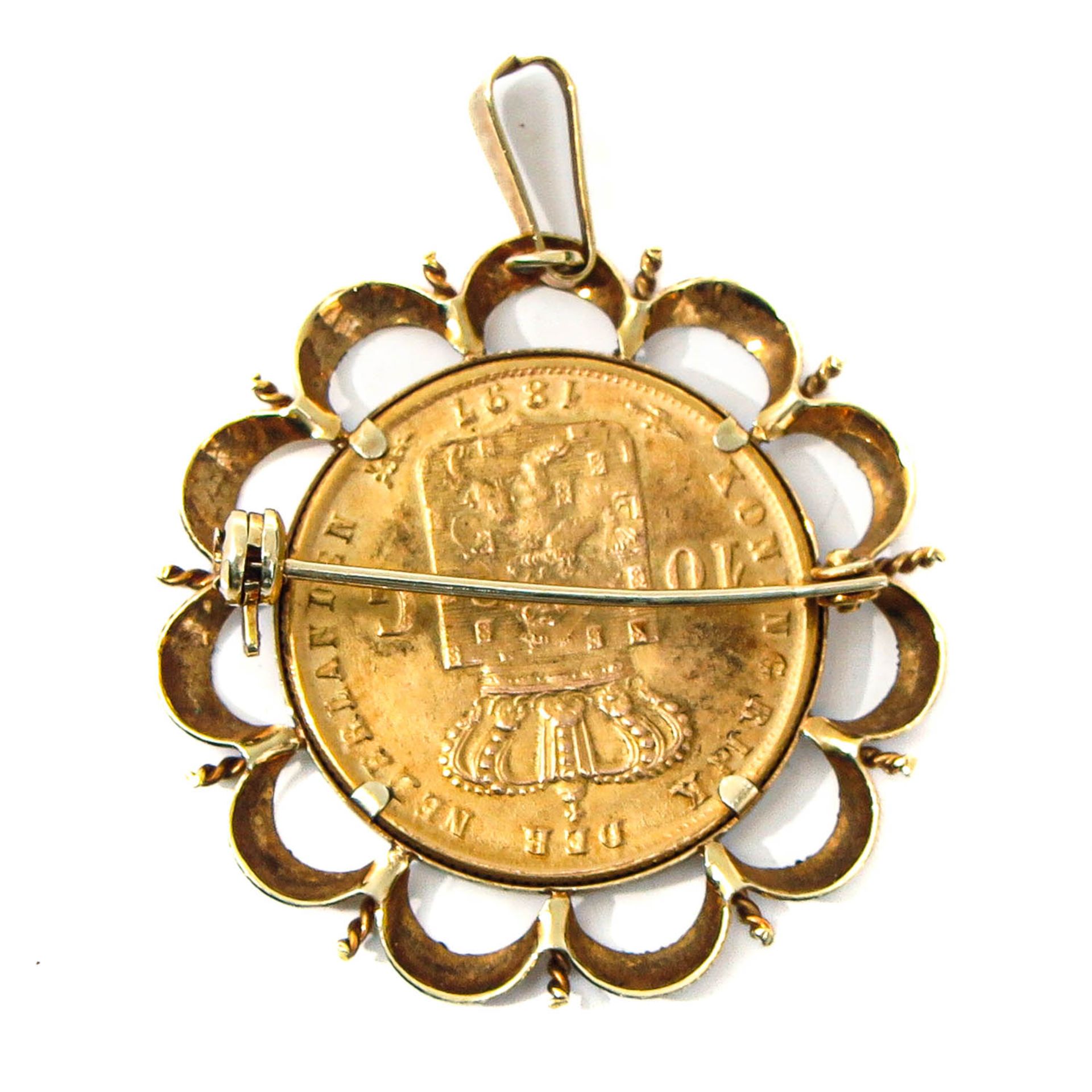 A 10 Guilder Gold Coin Brooch - Image 2 of 2