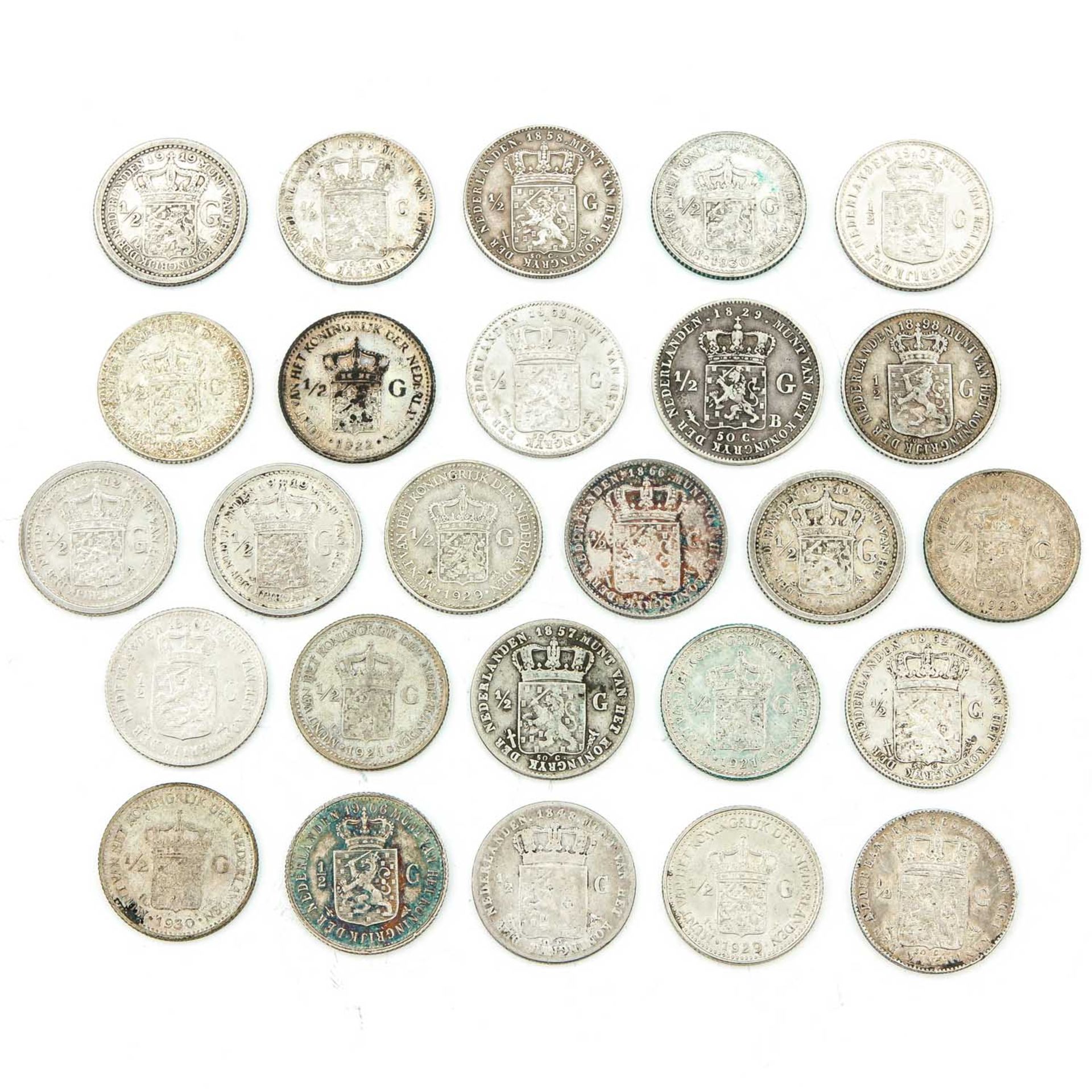A Collection of 26 Silver 1/2 Guilder
