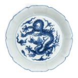 A Blue and White Dragon Dish