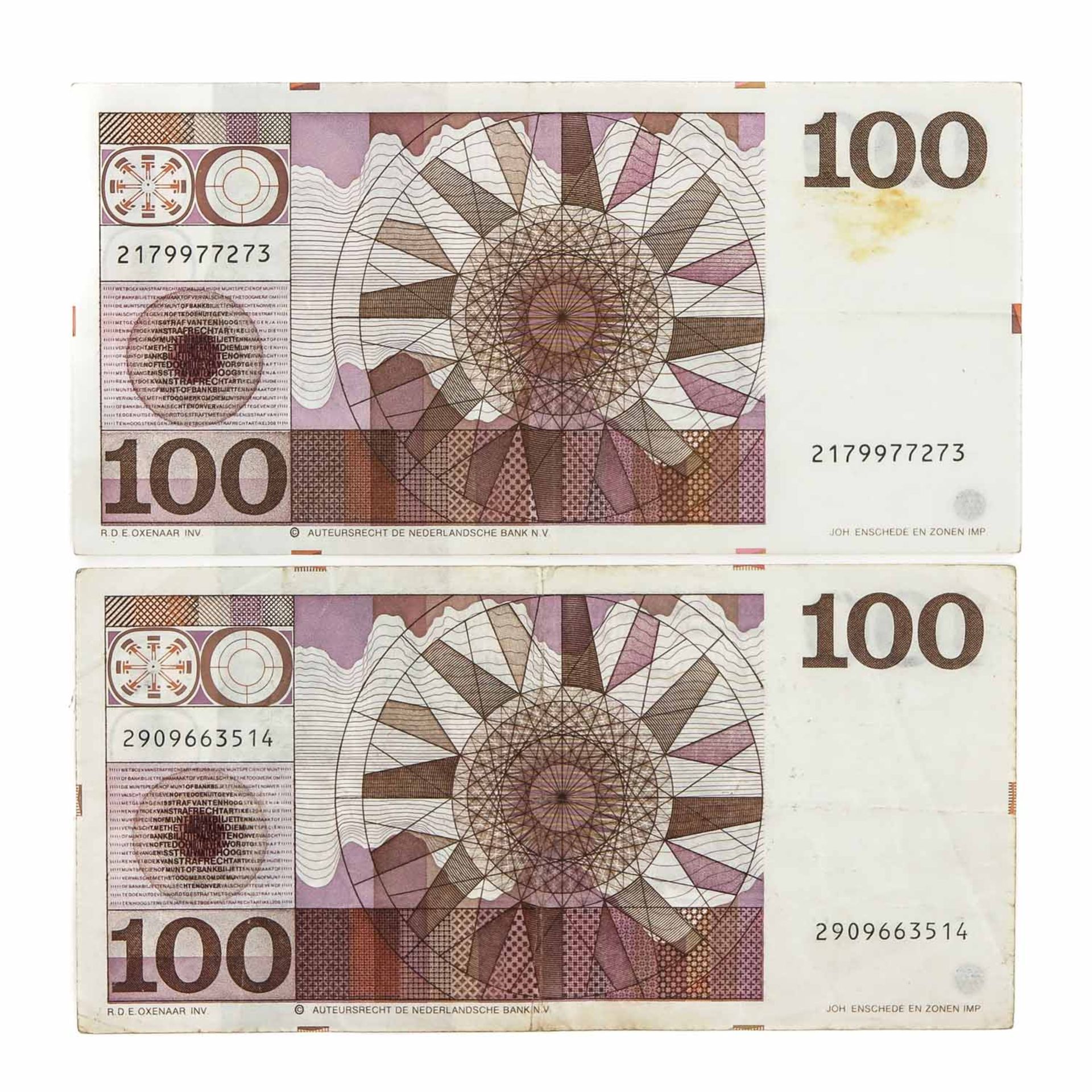 A Collection of 6 100 Guilder Bank Notes - Bild 4 aus 8
