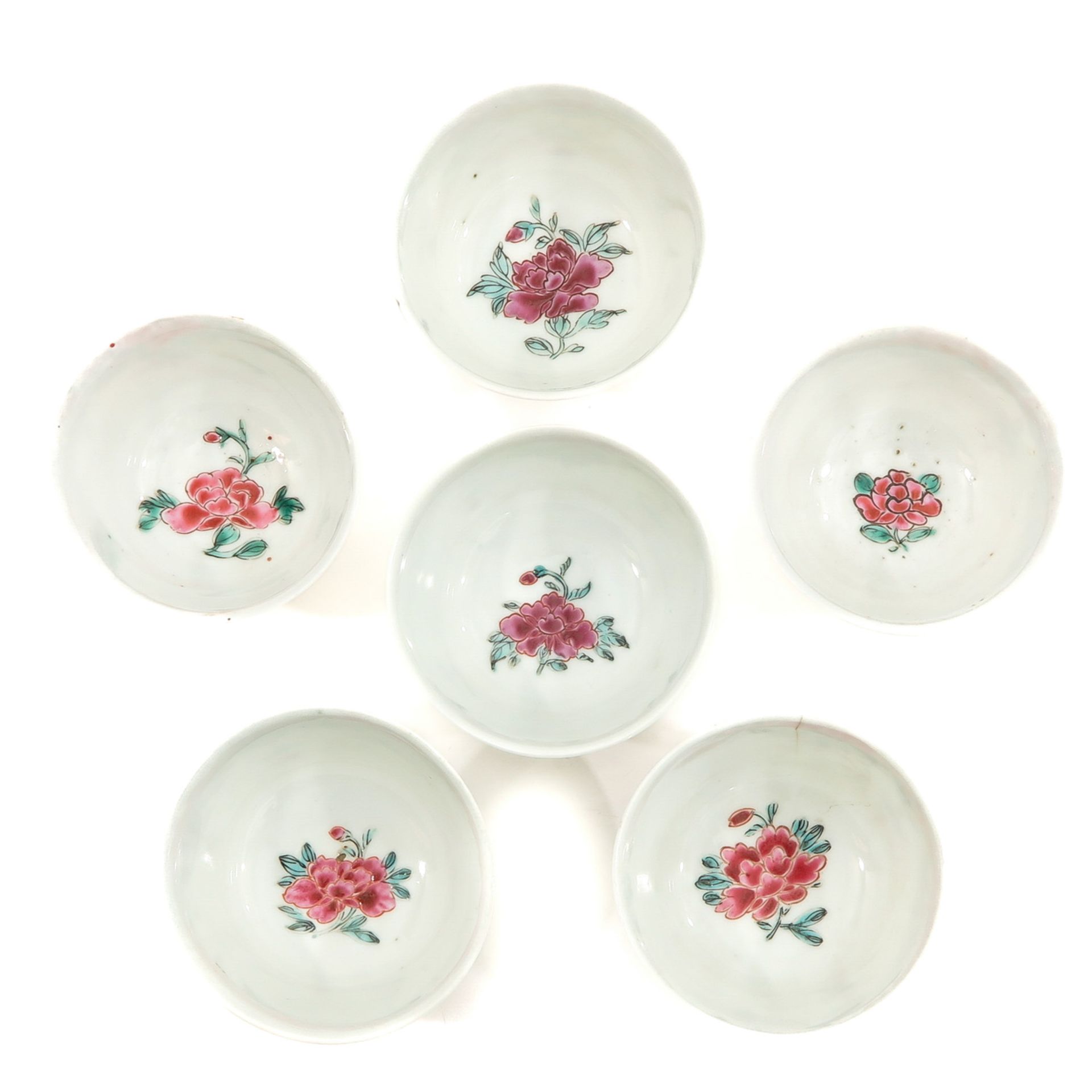 A Series of 6 Famille Rose Cups and Saucers - Image 5 of 10