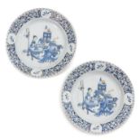 A Pair of Blue and Gilt Decor Plates