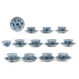 A Series of 12 Cups and Saucers