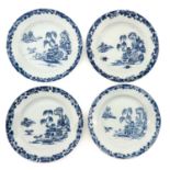 A Series of 4 Blue and White Plates