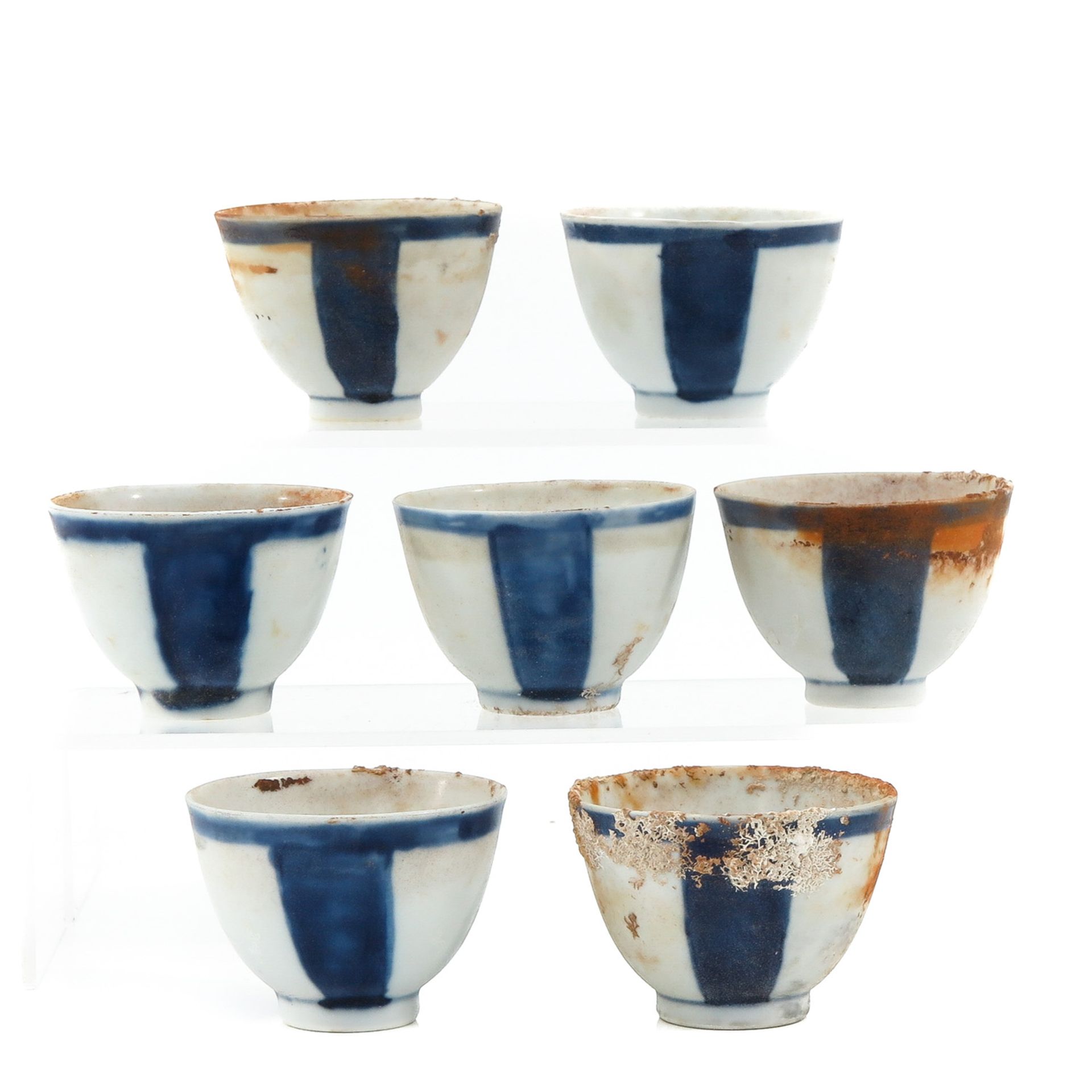 A Collection of 7 Ship Wreck Porcelain Cups
