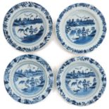 A Series of 4 Blue and White Plates