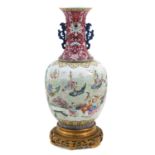 A Famille Rose and Ruby Glaze Vase