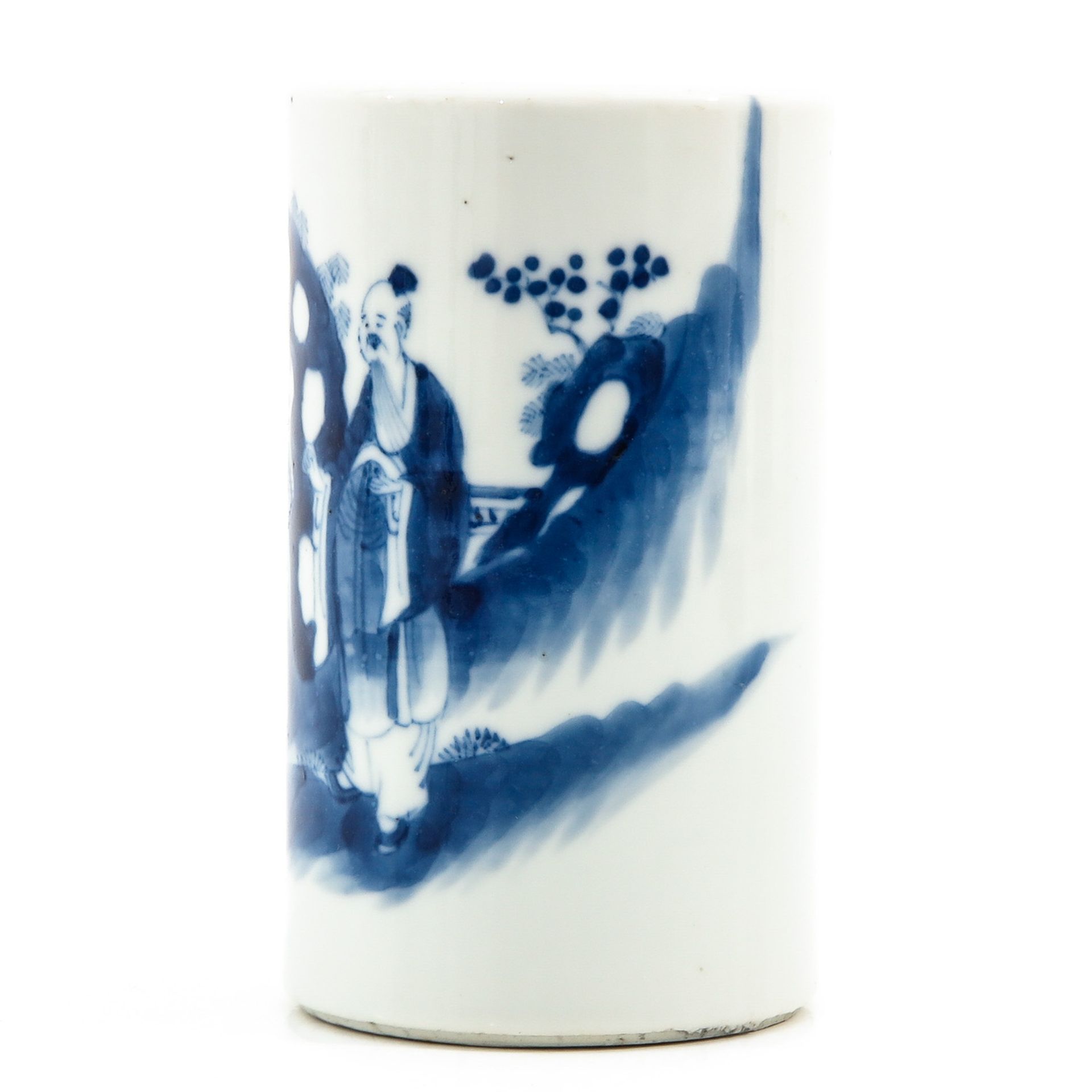 A Small Blue and White Brush Pot - Image 2 of 9
