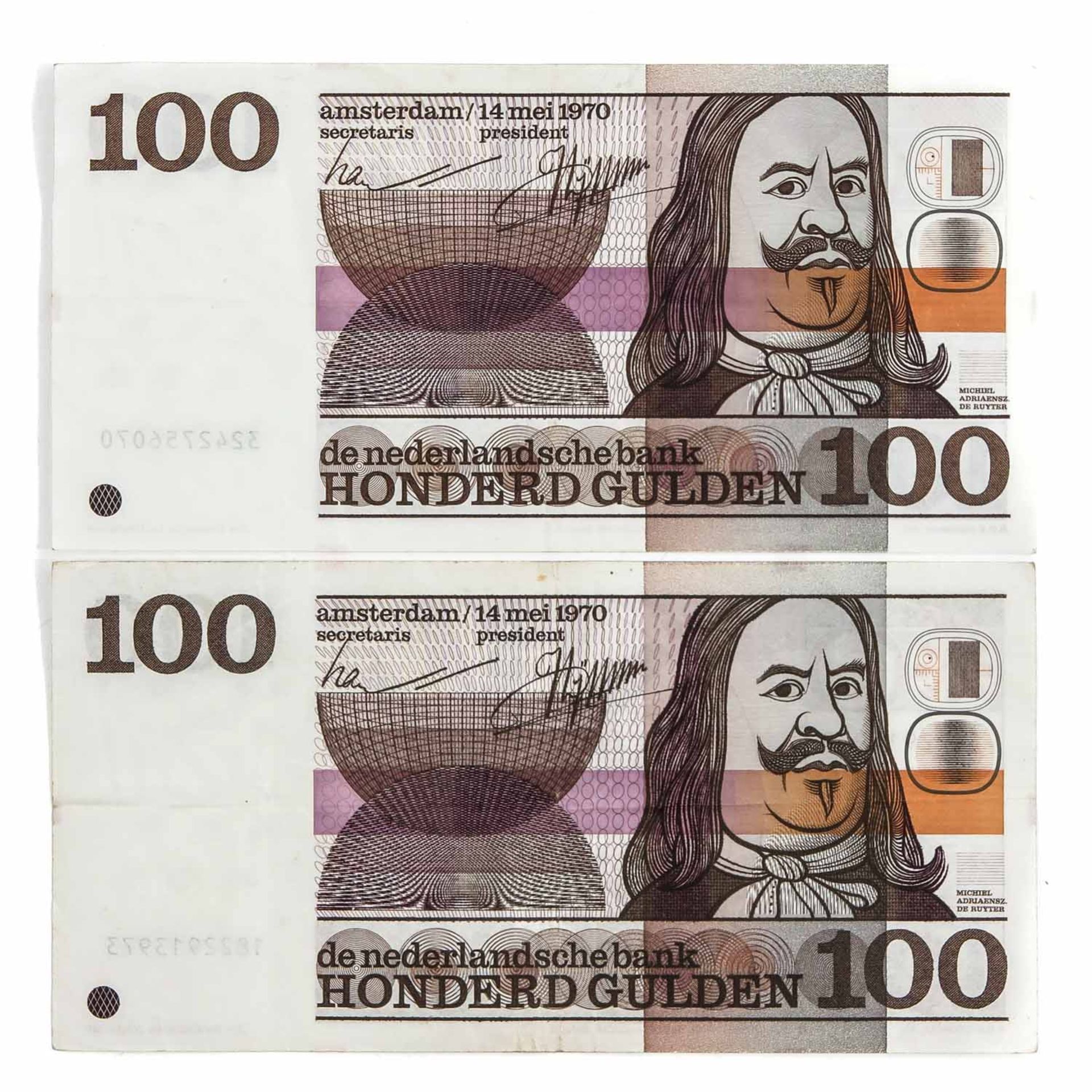 A Collection of 6 100 Guilder Bank Notes - Bild 7 aus 8