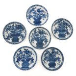 A Collection of 6 Blue and White Plates