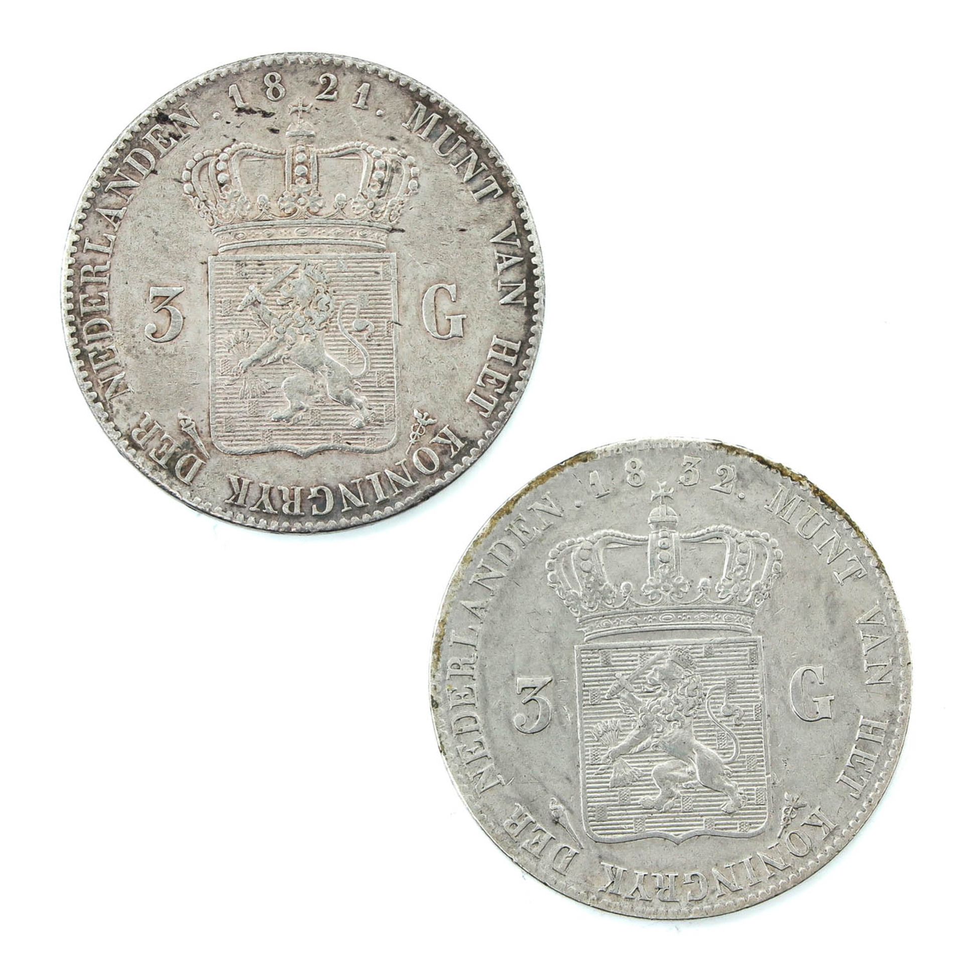 A Lot of 2 Silver 3 Guilder Coins