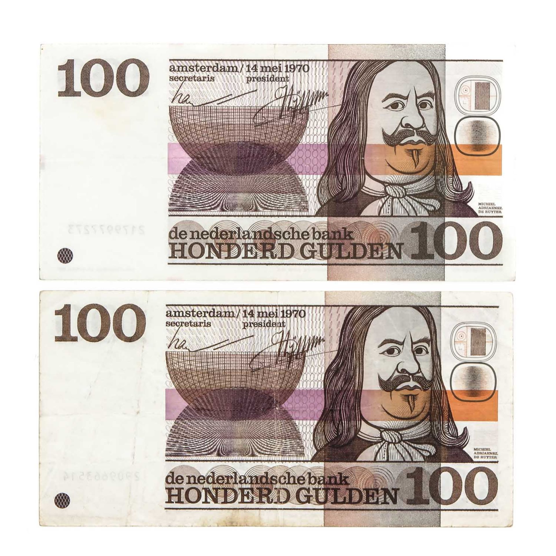 A Collection of 6 100 Guilder Bank Notes - Bild 3 aus 8