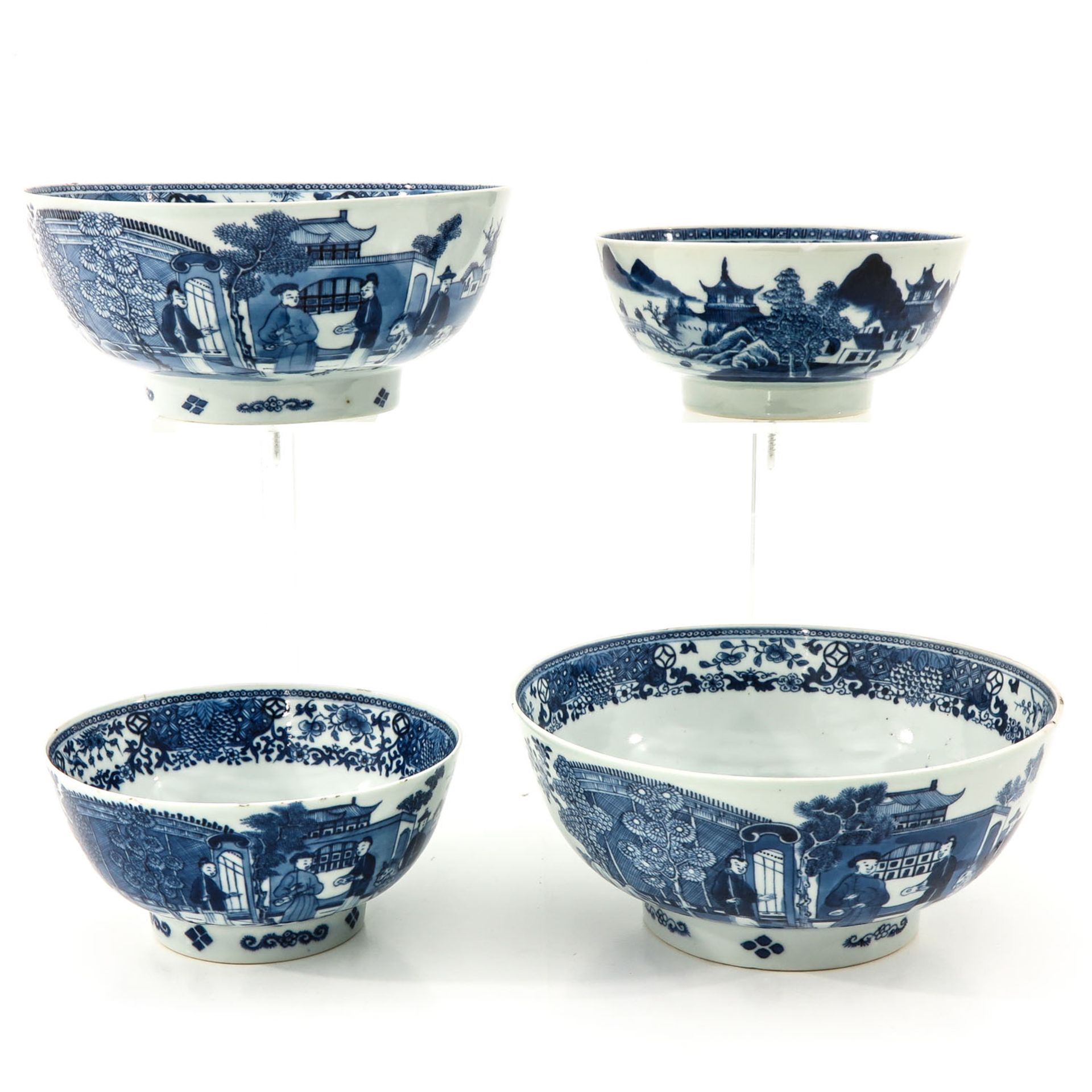 A Collection of 4 Blue and White Bowls
