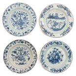 A Collection of 4 Blue and White Plates