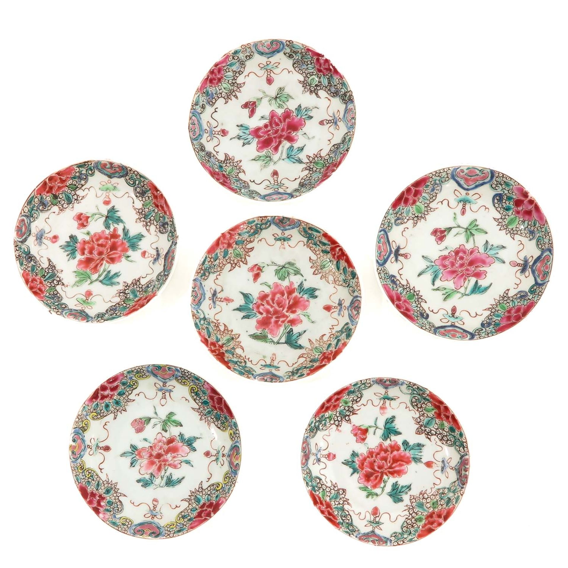 A Series of 6 Famille Rose Cups and Saucers - Image 7 of 10