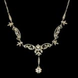 A 10KG Necklace with Rose and Antique Cut Diamonds