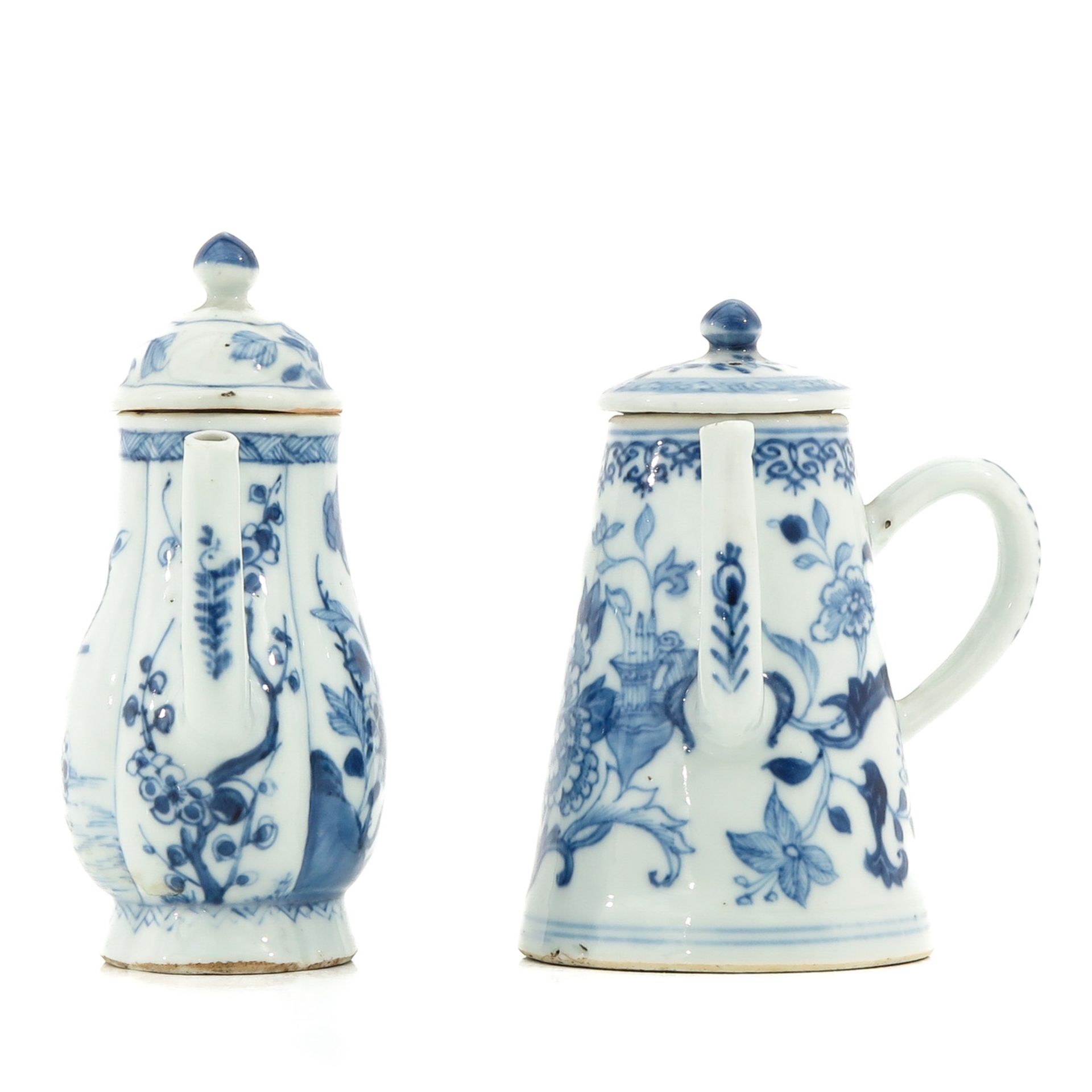 A Blue and White Small Pitcher and Chocolate Pot - Image 4 of 10