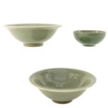 A Collection of 3 Celadon Bowls