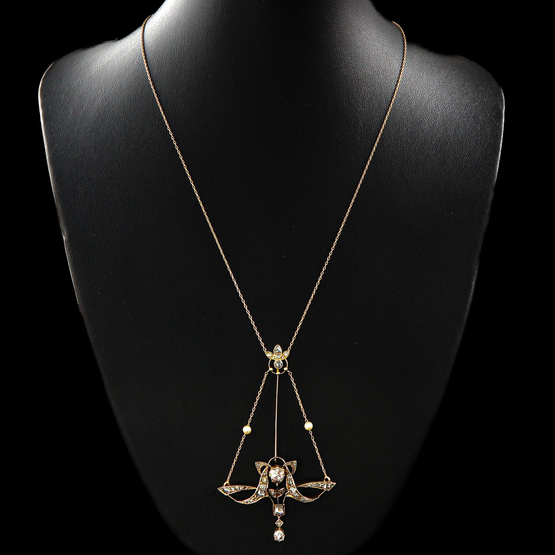 A 14KG Necklace with Antique Cut Diamond Pendant - Image 2 of 2