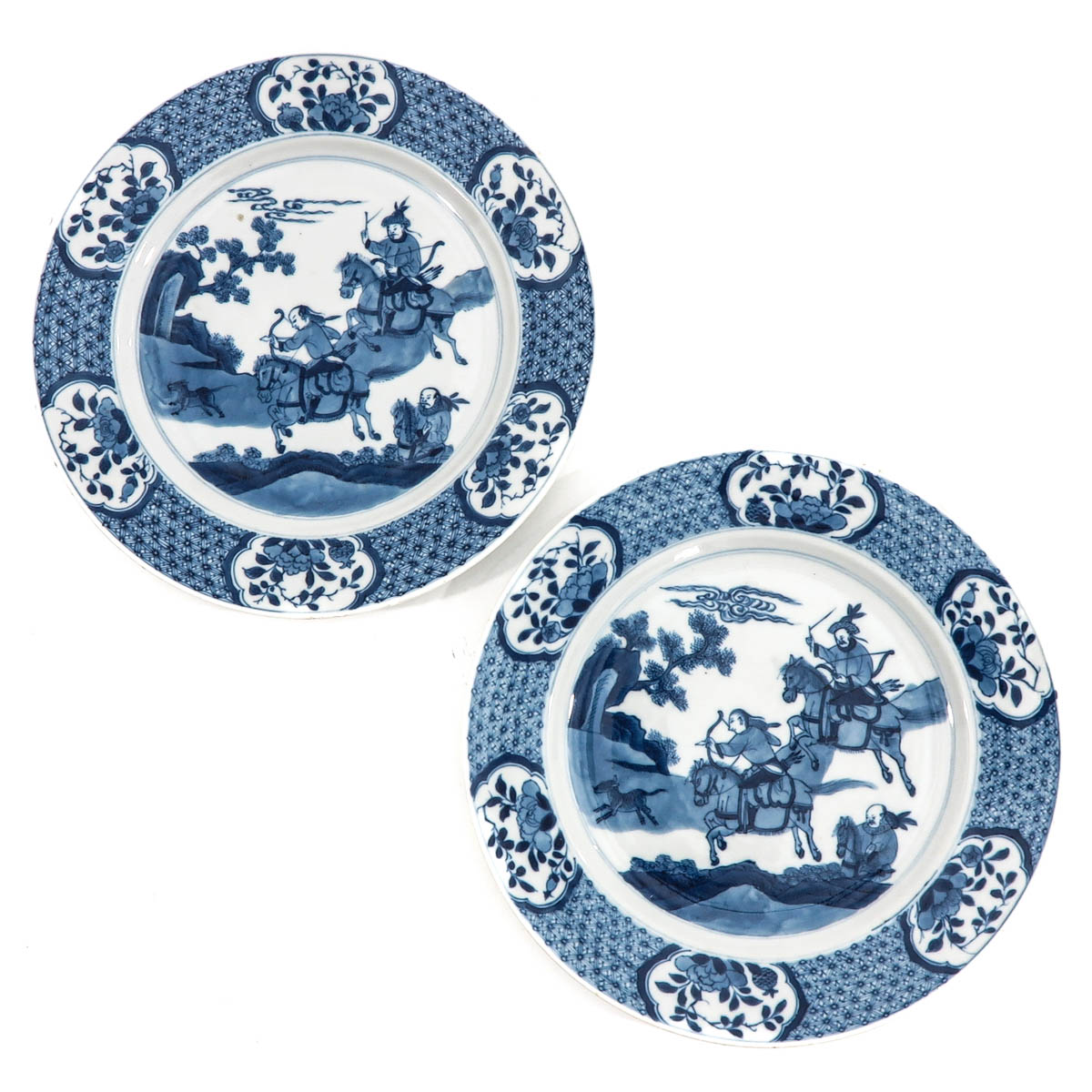 A Pair of Blue and White Plates